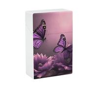 3D Flowers and Purple Butterfly Cigarette Case Anti-Squeezing Waterproof Cigarette Packing Box with Lightweight Pocket Cigarette Storage Case for Men Women Gifts