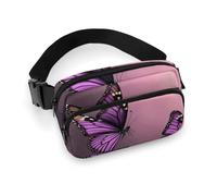 3D Flowers And Purple Butterfly Printed Fanny Pack Fanny Packs for Women Men,Crossbody Bag Large Chest Bag with Adjustable Strap for Outdoors Workout Traveling Casual Running, 3D Flowers And Purple