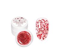 3d Flowers Nail Art, Dried Flowers Gel Nail Polish Set With Nail Brush for Nail Art, Colorful Natural Real Dried Flower Nail Art Stickers, for Manicure Design Decoration DIY Craft (Red)