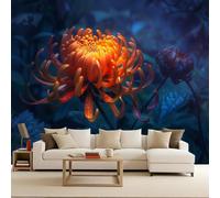 3D Flowers Wall Mural Wallpaper Non-Woven for Living Room, Bedroom, Children's Room Plants Large Photo Wallpaper for Tv Background Red Spider Lily 400x280cm