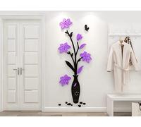 3D Flowers Wall Stickers Vase Mirror Wall Murals DIY Art Home Decor Decal Wallpaper for Living Room Bedroom TV Background Romantic Decoration Sticker