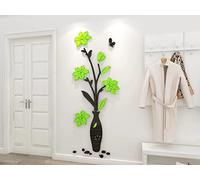 3D Flowers Wall Stickers Vase Mirror Wall Murals DIY Art Home Decor Decal Wallpaper for Living Room Bedroom Kindergarten Nursery TV Background Romantic Decoration Sticker