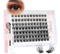 3D Fluffy Lash Clusters Kit EMEDA Individual Wispy Cluster Eyelash Extensions with Bond and Seal 10mm DIY Cluster lashes with Bond and Seal Tweezers (3D-EME333-10mm)