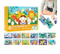 3D Foam Sticker Puzzle|12 Pieces Fun Cartoon Educational Toys,Kids Foam Puzzles,for Desktop Christmas Art-Project School Home Party Hobby Leisure-Time Family-Activity