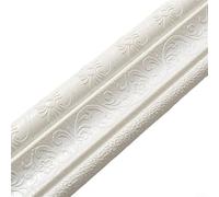 3D Foam Wall Sticker Baseboard Trim Embossed XPE Border For Home Door Frame Stairway TV Background Cabinet Mural Decor(White)