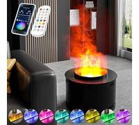 3D Fogging Fireplace, Electric Water Vapour Fireplace, Recessed Round Atomizing Fireplace,9 Colored Adjustable Flame/Mist Adjustable/Auto Water Supply, Supports Remote Control + App 40cm/15.3in