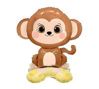 3D Foil Balloon Stand in Monkey Shape, Brown, Large Format Approx. 44 x 60 cm - Perfect for Children's Birthdays, Parties, Decorations, Events and Celebrations - Easy to Assemble and Reusable