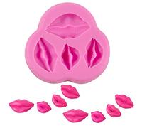 3D Fondant Candy Silicone Mold Homemade Cartoon Cake Kiss Lips Shape Mold 4-Cavity Chocolate Biscuit Baking Pans Soap Making Trays Baking Tool for DIY Wax Melt Moulds Party Wedding Cake Decoration