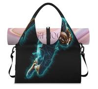 3D Football Athlete Sports Duffel Bag for Women Men Weekend Overnight Bag with Shoe Compartment Shoulder Tote Luggage Bag for Yoga Gym Travel