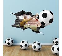 3D Football Full Colour Cracked Goal Wall Art Stickers Decal Boys Graphic Mural Print Self Adhesive WSD15