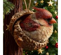 3D Forest Animal Acorn Ornaments, Cozy Forest Christmas Ornaments, Lovely Sleeping Animal Resin Christmas Hanging Trees Decorations for AnimalLovers (Bird)