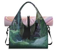 3D Forest Tyrannosaurus Rex Dino Sports Duffel Bag for Women Men Weekend Overnight Bag with Shoe Compartment Shoulder Tote Luggage Bag for Yoga Gym Travel