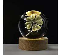 3D Four-Leaf Clover Crystal Ball, 60mm Crystal 3D Lucky Four-Leaf Clover Good Luck Gifts for Women Four-Leaf Clover Ornament Paperweight Glass Ball for Home Decor