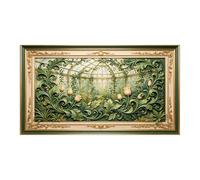 3D Framed Wall Art European Classic Botanical Garden Floral Relief Effect SelfAdhesive Fabric Mural Wall Decor， Peel and Stick No Damage to Wall， AntiFall Safe Design for Bedroom Living Room