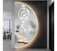 3D Frameless LED Lighted Half Round Wall Art, Fish and Deer Scenery Decorative Painting, Modern Wall Hanging Backlit Sculpture Decor for Entryway Hallway Living Room.(B,50 x 100 cm/19.7 x 39.4 in)