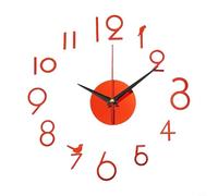 3D Frameless Wall Clock, Silent DIY Large Mirror Wall Stickers for Living Room Bedroom Office Home Decor, Modern Acrylic Number Design with Adjustable Size and Layout(Red)