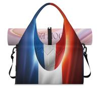 3D France Flag Soccer Football Sports Duffle Bag with Shoe Compartment Weekend Overnight Bags Tote Cabin Luggage Bag for Gym Yoga Travel