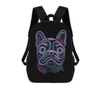 3D French Bull Dog Classic Mens Backpack Womens 17 Inch Shoulder Bag