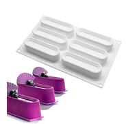 3D French Mousse Silicone Mold, DIY Dessert Cake Baking Soap Candle Mould, 6 Holes Oval