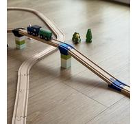 3D FREUNDE Bridge Adapter for Wooden Railways, Suitable for Brio Rails and Duplo Building Blocks, 4 Pieces, Made in Germany (Blue)