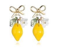 3D Fruit Earring for Women Cute Handmade Lifelike Simulated Fruits Strawberry Lemon Cherry Peach Apples Oranges Green Leaf Dangle Drop Earrings Funny Fruity Earrings Summer Beach Vacation Jewelry
