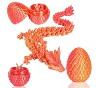 3D Full Articulated Crystal Dragon Egg - Home Office Decor Executive Desk Toy (Laser Red)