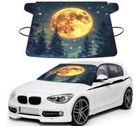 3d Full Moon, Stars And Pine Tree Night Sky Print Car Windshield Cover For Ice And Snow Universal Fit For Most Cars Multifuntional Ice Protector Keep Snow Frost Off