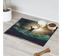 3d Galaxy Basketball Player Pet Feeding Mat for Cat Dog Water Bowl Food Mats Pet Feeding Mats Absorbent Nti-Slip Contain Spills Protects Floors Placemat 60.9 x 81.2 cm