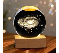 3D Galaxy Crystal Ball Night Light - Milky Way Planets Crystal Ball Night Light Scene Astronomy LED Ball Lamp Moon Ball Christmas Kids Gift Home Decor, Tabletop, Birthday Gift, Anniversary Warm Lights