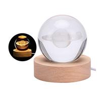 3D Galaxy Solar System Night Light With Crystal Ball, LED Wooden Base, Planet Lasers Engraving, Birthday Gift for Teenagers Boys (Saturn)