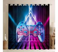 3D Gamepad Curtains Video Game Gamepad Curtains for Bedroom Living Room Kids Boys Novelty Game Controller Windows Drapes Geometric Gradient Room Decoration,W46*L54
