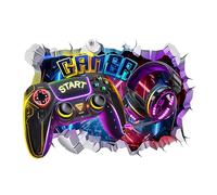 3D Gaming Wall Stickers Vibrant Video Game Controller Decals Gamer Room Man Cave Art Decorations Self-Adhesive Wall Stickers for Gaming Enthusiastic