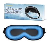 3D Cooling Sleep Mask Blackout-Gel Eye Mask for Cold Compress, Cooling Weighted Eye Mask for Sleeping, Zero Eye Pressure, Ice Cold Pack, Cold Compress for Puffy Eyes FSA HSA Eligible-Black