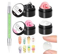 3D Gel Sculpting Gel in 4 Colours, Mouldable Glue for 3D Rhinestone Charm on Nails, Home and Salon Use, Foot Decoration, French Enamel and Foil Stamping for