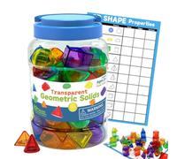 3D Geometric Blocks, Math Learning Hands-On Toy with Storage Jar Educationa