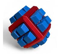 3D Geometric Click Cube, Blue and Red, Brain Teaser Stress Relief FidgetToy, Mechanical Assembly Game