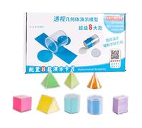 3D Geometric Shapes Blocks - Set of 8 Pieces of PP and Paper, Mathematical Toy Đe Geometry Foldable Colorful, Educational Blocks D´e Patterns, Toy Learning Multicolor Removable for