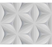 3D Geometric Wallpaper Retro Vintage Abstract Embossed Flower Grey White