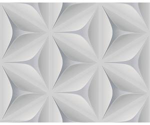 3D Geometric Wallpaper Retro Vintage Abstract Embossed Flower Grey White