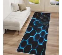 3D Geometry Honeycomb Runner Rug for Hallway, Honeycomb Neon Hexagon Runner Rugs Soft Low Pile Non Slip Easy to Clean Washable Mat for Entryway Kitchen Bedroom Living Room Home Decor, 80x200cm Rf5V6a