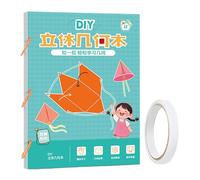 3D Geometry Learning Book, Educational 3D Solids Toy Set with 9/12/15 Shapes, Visual Spatial Thinking Aid for Children Classroom Homeschool Travel Group Beginners 11.69x8.27 Inches