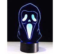 3D Ghost Scream Fantasy Lamp Home Decor Bar Kids Desk 7 Colour Changing USB Cable Bedside Touch Button Led Visual Night Light Children's Gifts