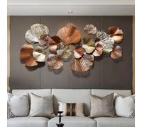 3D Ginkgo Leaf Metal Wall Art Decor, Handmade Ginkgo Leaves Metal Wall Hanging Sculpture Home Art Decor for Living Room Bedroom, Gold