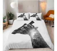 3D Giraffe Animal Duvet Cover Set King, Forest Starry Sky Print Bedding, reversible Design, Includes 1 Duvet Cover 200x200cm & 2 Pillow Cases 50x75cm, Microfiber, Easy Care, for Adults