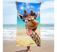 3D Giraffe Microfibre Beach Towel Extra Large 90x180 cm, Interesting Lightweight Beach Towels for Adults, Super Absorbent, Quick Dry, Sand Free, for Swimming, Travel or Bath