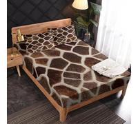 3D Giraffe Single Fitted Sheet Animal Texture Printed Bed Sheets 30 cm Deep Fitted Sheets Soft Microfiber Bedding 90x190 cm with 2 Pillowcases for kids and aldults C.L1494