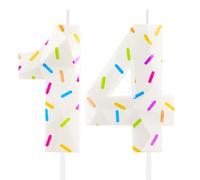 3D Girls Colorful 14th Birthday Candle, Colorful Sprinkles Number 14 Candles, Candles for Cake Decoration, Happy 14th Birthday Cake Topper Decorations for Girls Women Her Birthday Anniversary Party