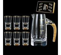 3D Glacier Glass Cup Crystal Gold Foil Shot Glasses, 0.5oz and 3.38oz, Crystal Shots Glass Set with Gift Box, Luxury Cute Shot Whiskey Tequila Cups for Party Bar Decor Collection(1+6)