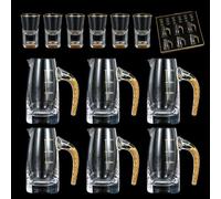 3D Glacier Glass Cup Crystal Gold Foil Shot Glasses, 0.5oz and 3.38oz, Crystal Shots Glass Set with Gift Box, Luxury Cute Shot Whiskey Tequila Cups for Party Bar Decor Collection(6+6)