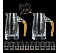 3D Glacier Glass Cup Crystal Gold Foil Shot Glasses, 0.5oz and 3.38oz, Crystal Shots Glass Set with Gift Box, Luxury Cute Shot Whiskey Tequila Cups for Party Bar Decor Collection(2+10)
